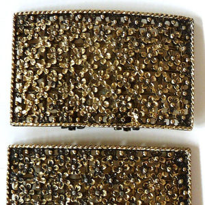 Vintage shoe clips buckle gold tone 60s mod dasies